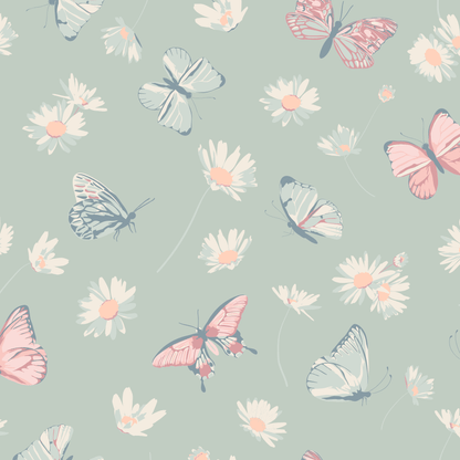 Mint Butterfly Daisy Bamboo Ruffle Baby Footie by Sweet Bamboo