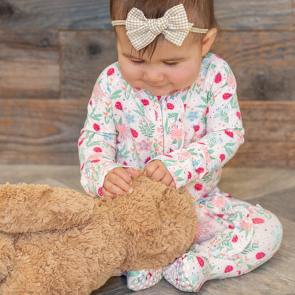 Ladybug Flower Garden Ruffle Baby Footie by Sweet Bamboo