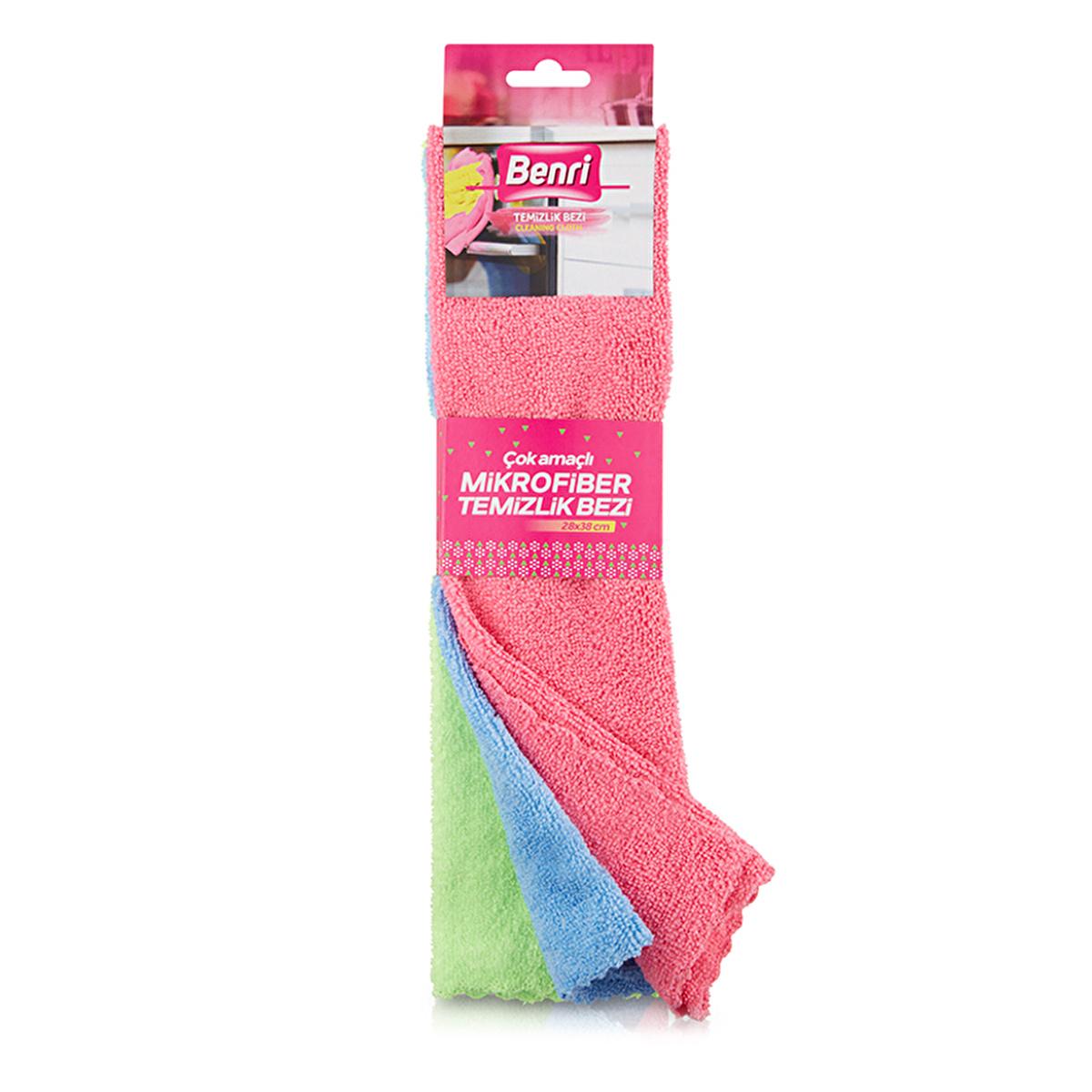 Benri 3-Pack Microfiber Cleaning Cloths - Soft, Versatile & Durable Multi-Surface Cleaning Tools by Beauty Care Bag