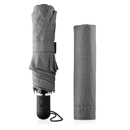 Eklips Black Houndstooth Automatic Umbrella by Beauty Care Bag