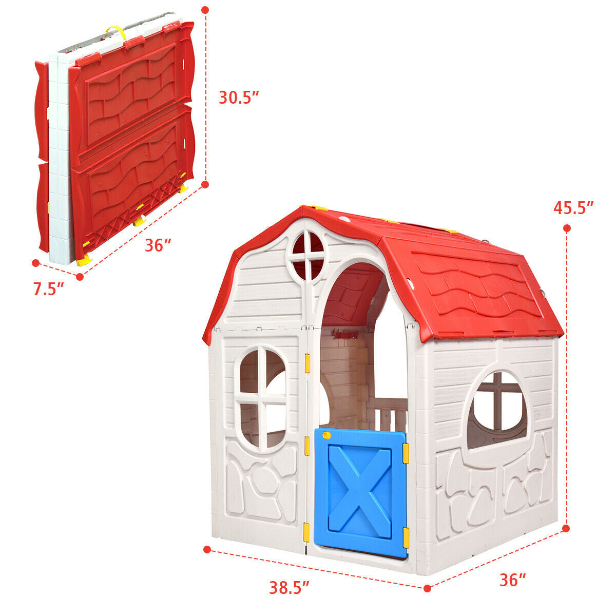 Kids Cottage Playhouse Foldable Plastic Indoor Outdoor Toy by GBruno Store