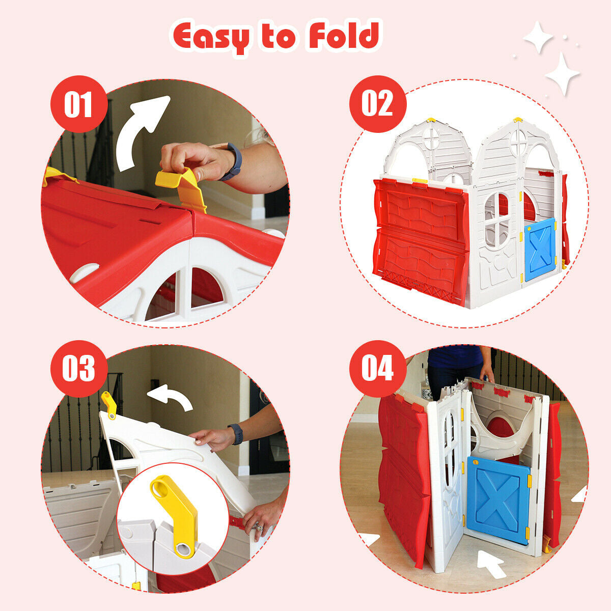 Kids Cottage Playhouse Foldable Plastic Indoor Outdoor Toy by GBruno Store