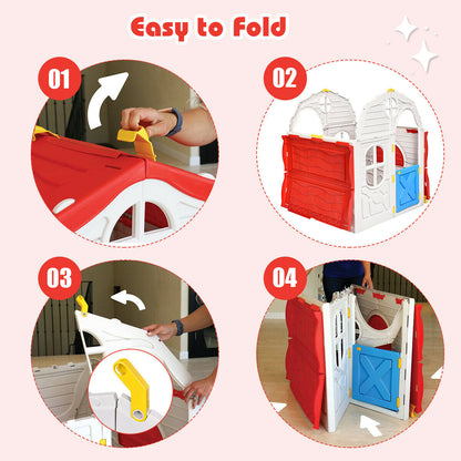 Kids Cottage Playhouse Foldable Plastic Indoor Outdoor Toy by GBruno Store