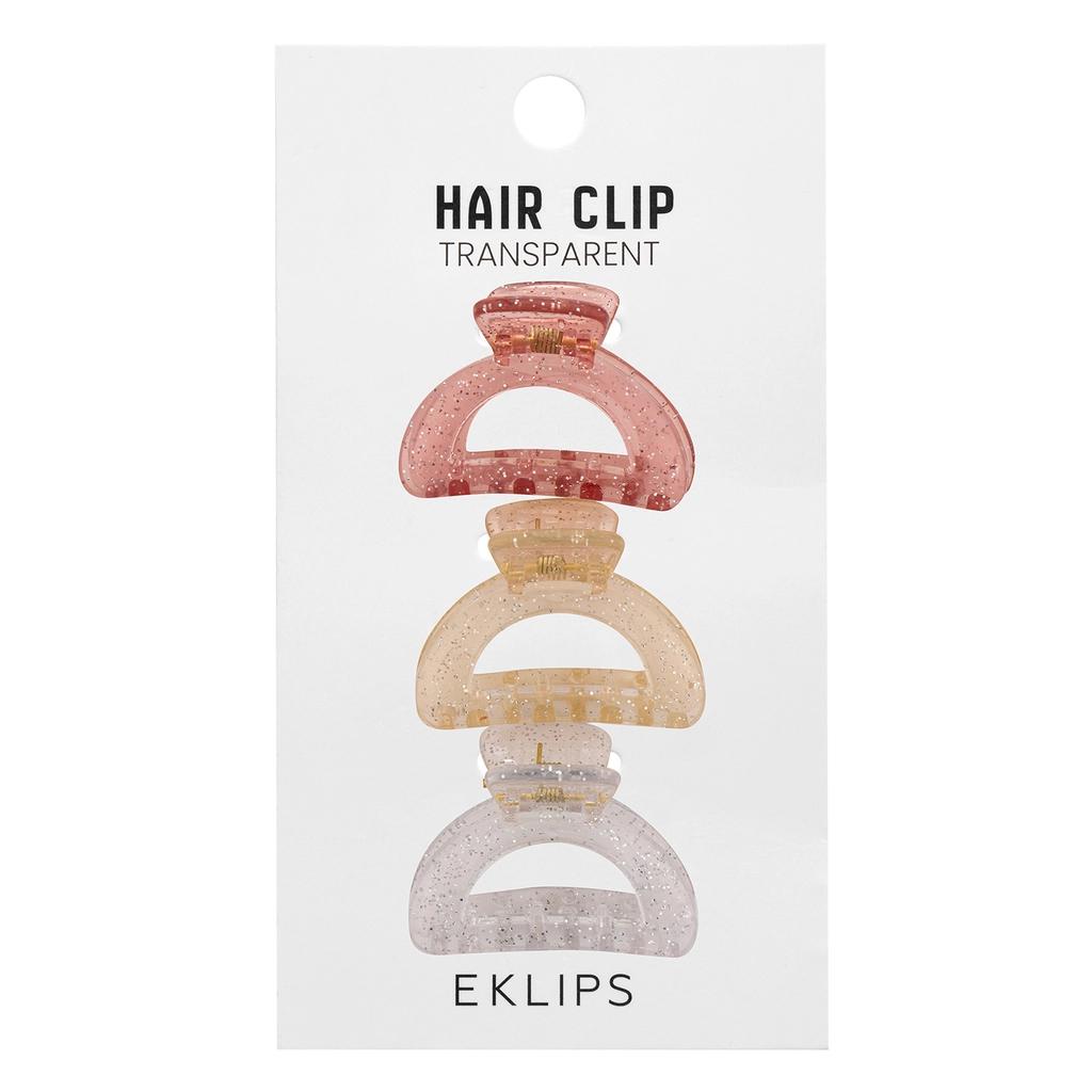Eklips Pastel Clear Oval Hair Clips 3-Pack by Beauty Care Bag