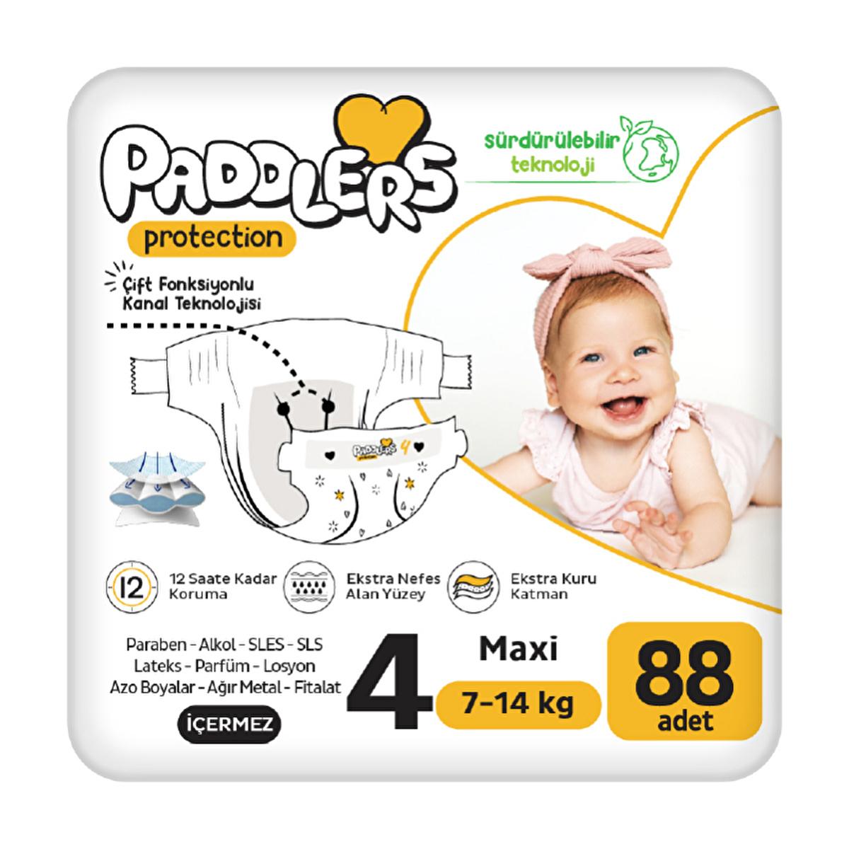 Paddlers Protection size 4 maxi baby diapers, jumbo pack of 88