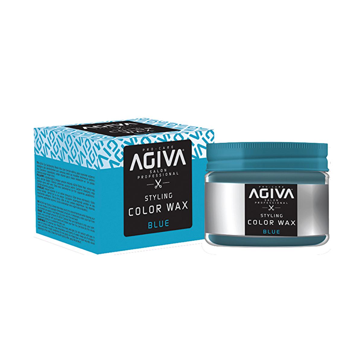 Agiva Blue Hair Styling Wax: Temporary Color & Strong Hold - Washable Hair Dye for Men & Women - Experiment with Bold Blue Hair. by Beauty Care Bag