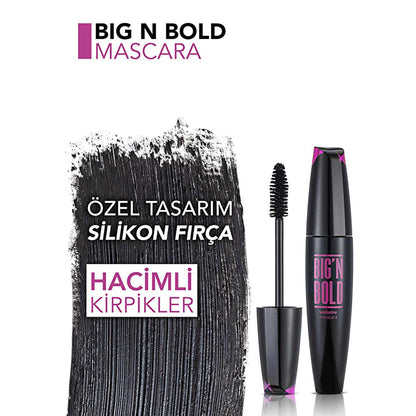 Flormar Big N Bold Volumizing Mascara - Dramatic Eyelash Enhancement, Long-Lasting, Waterproof Option by Beauty Care Bag