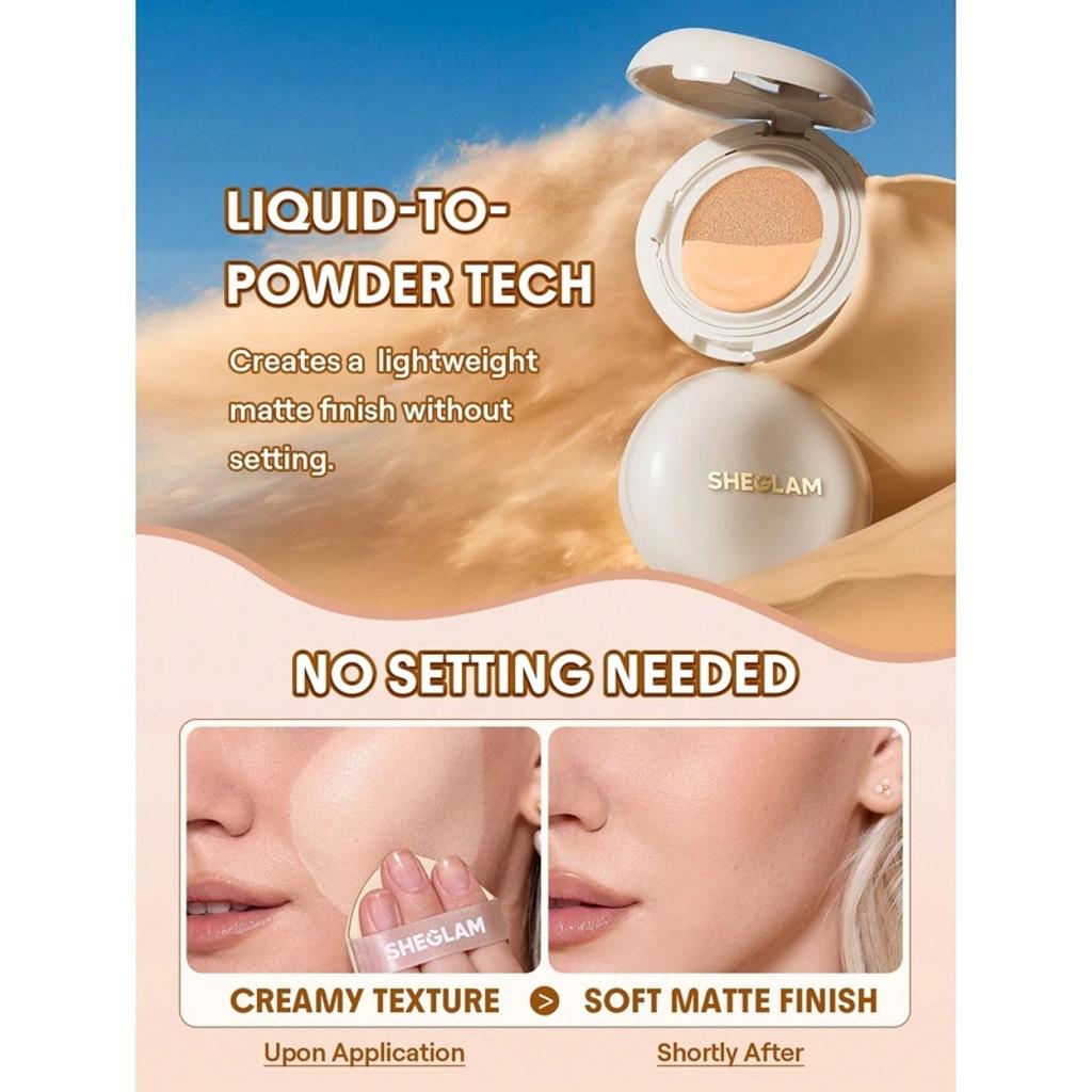 Sheglam Lock & Go Cushion Foundation for Dewy Skin Sand 15g by Beauty Care Bag