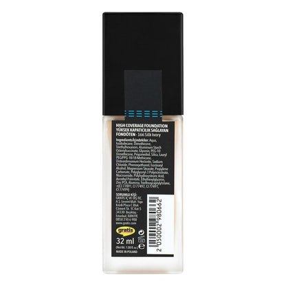 LYKD High Coverage Foundation Silk Ivory 166 for Even Skin Tone by Beauty Care Bag