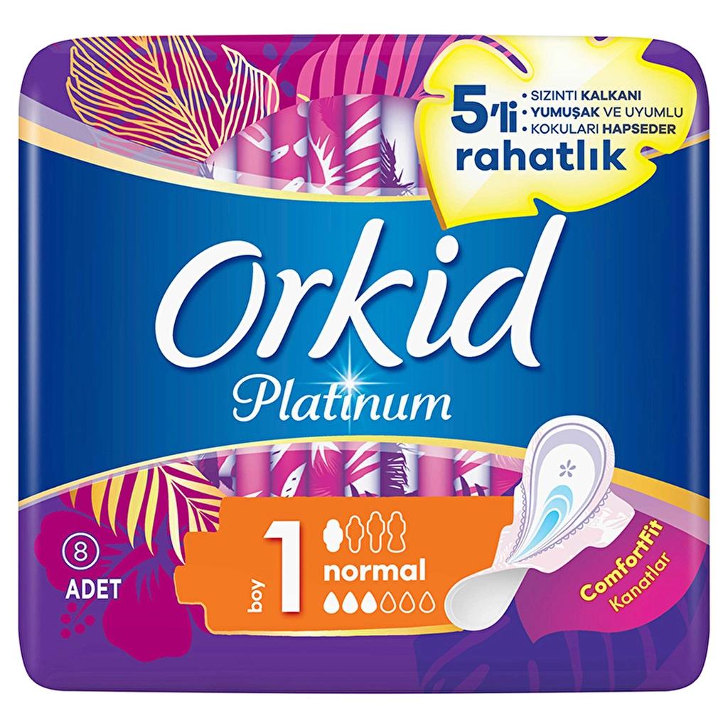 Orkid Platinum Normal Size 1 Sanitary Pads with Wings 8 Count by Beauty Care Bag