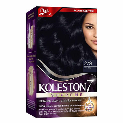 Wella Koleston Supreme Blue Black Hair Dye 2/8: Intense Color, Gray Coverage & Conditioning - At-Home Permanent Hair Color Kit by Beauty Care Bag