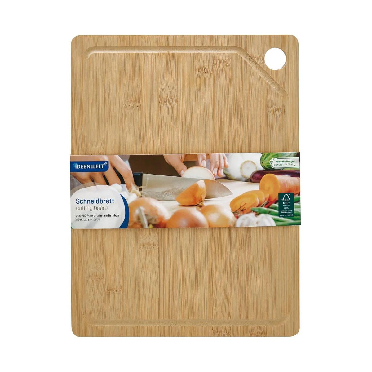 Ideenwelt Bamboo Cutting Board for Kitchen Prep 33x25 cm by Beauty Care Bag
