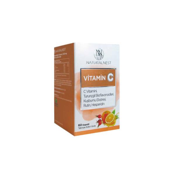 Naturalnest Vitamin C Supplement - 1000mg per 2 Capsules, 60 Count - Immune System Support & Antioxidant Supplement by Beauty Care Bag
