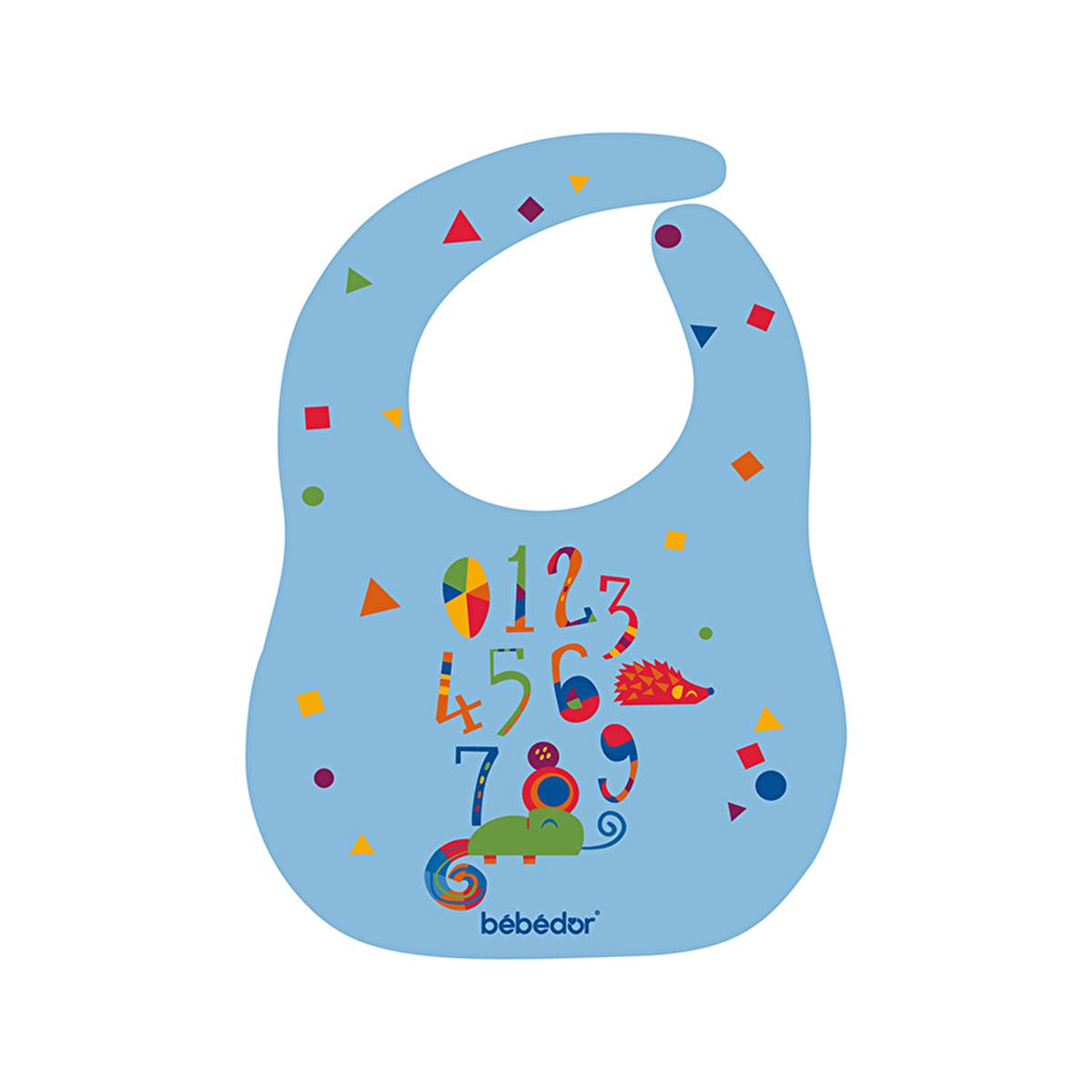 Bebedor Baby Bib - Easy Clean, Stain Resistant Velcro Feeding Bib for Infants & Toddlers - BPA Free, Educational Designs by Beauty Care Bag