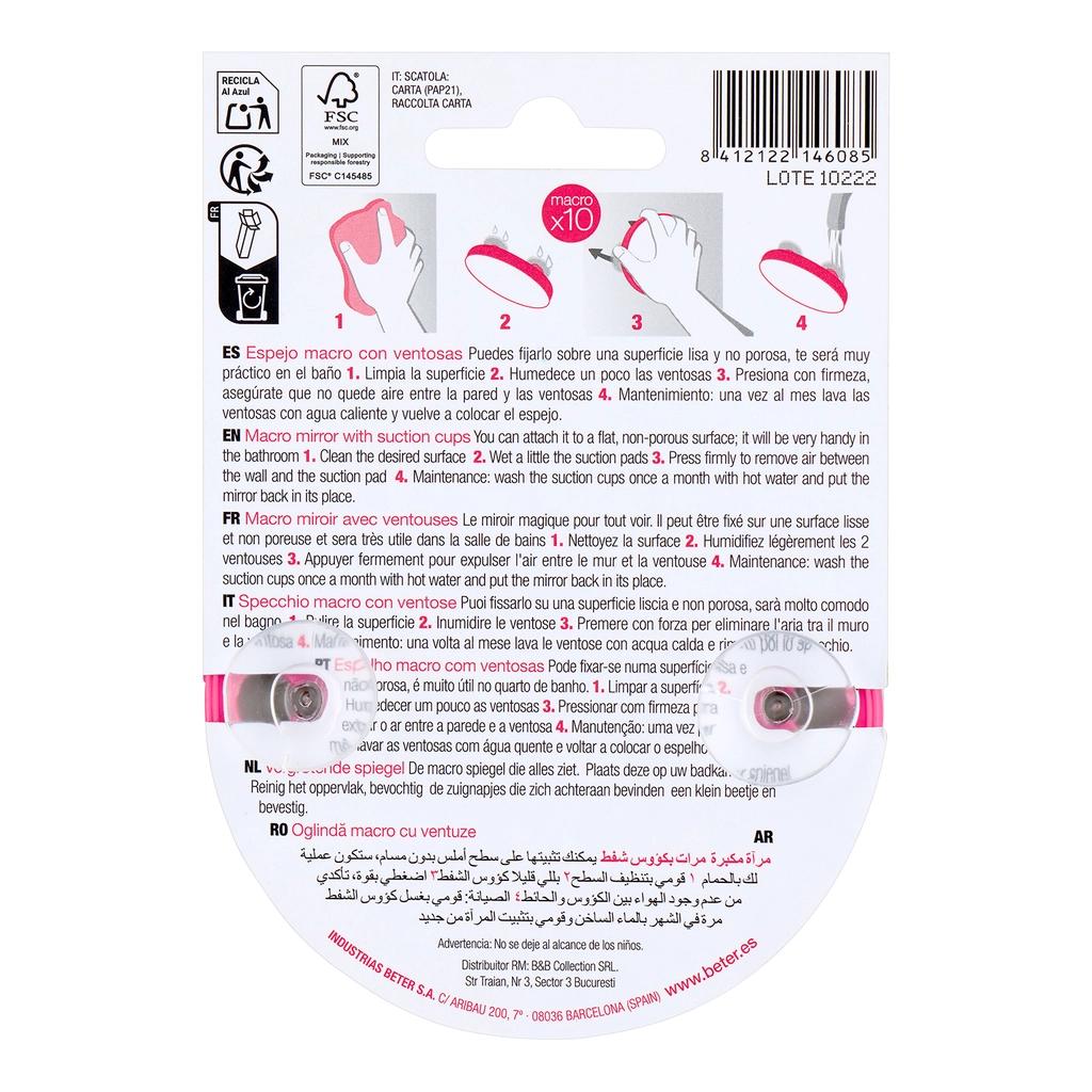 Beter 10x Magnifying Suction Cup Mirror for Precise Grooming by Beauty Care Bag