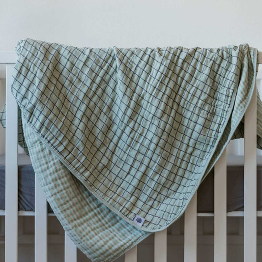 Sage Windowpane Quilt by Parker Baby Co.