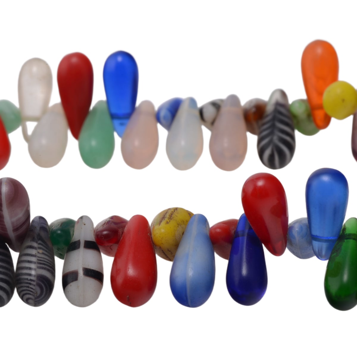 African Mali Wedding Glass Bead Strand - Multicolor Drop Beads 41 Inches by Continental Bead Suppliers