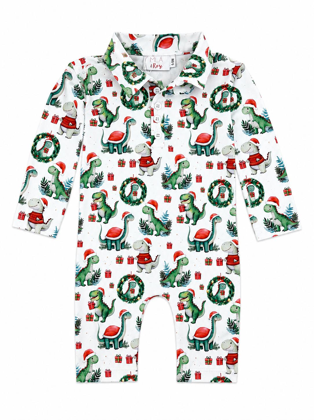 Santa Saurus L/S Polo One-PieceOne-Piece - L/S PoloTorqelo.com