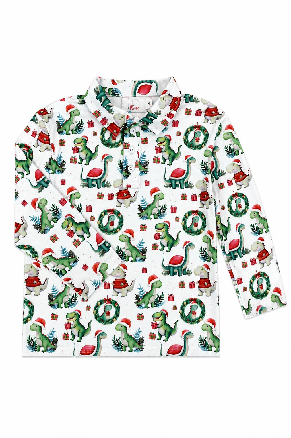 Santa Saurus L/S PoloBoys Polo - L/STorqelo.com
