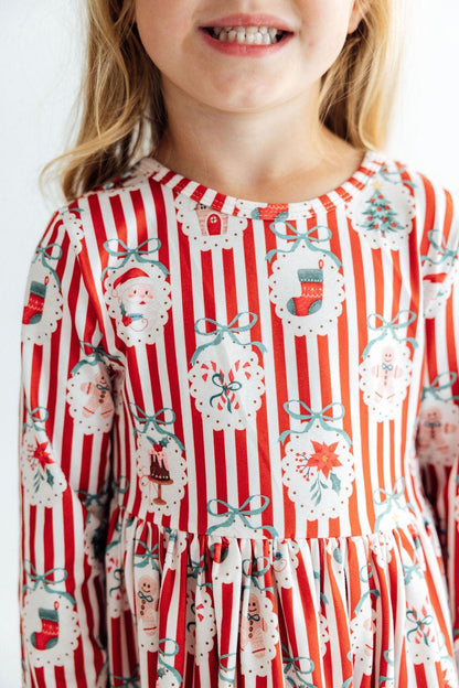 Santa's Sweet Shoppe L/S Ruffle Hem Twirl DressTwirl Dress - L/S - Ruffle HemTorqelo.com