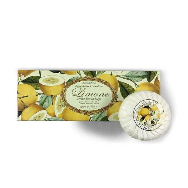 Saponificio Artigianale Fiorentino Lemon Soap Set 3 x 100g by Beauty Care Bag