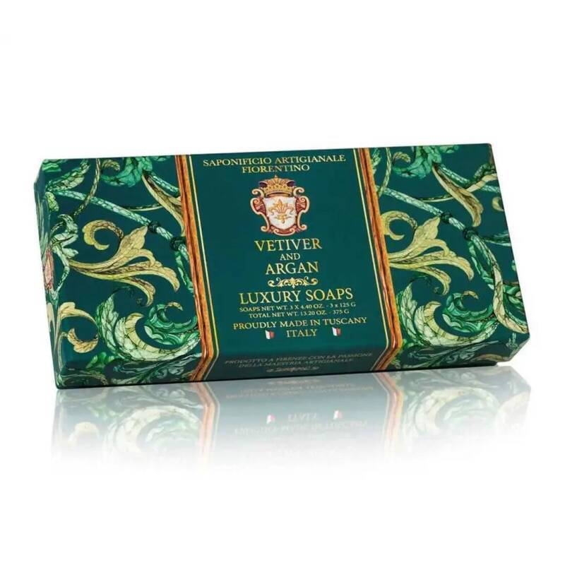 Saponificio Artigianale Fiorentino Vetiver & Argan Soap 3x125g by Beauty Care Bag