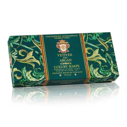 Saponificio Artigianale Fiorentino Vetiver & Argan Soap 3x125g by Beauty Care Bag