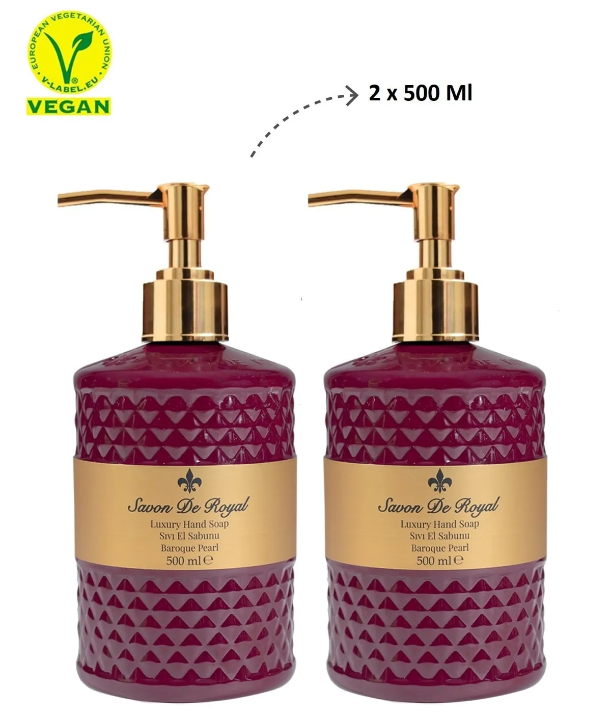 Savon de Royal Baroque Pearl vegan liquid soap, 2 x 500 ml