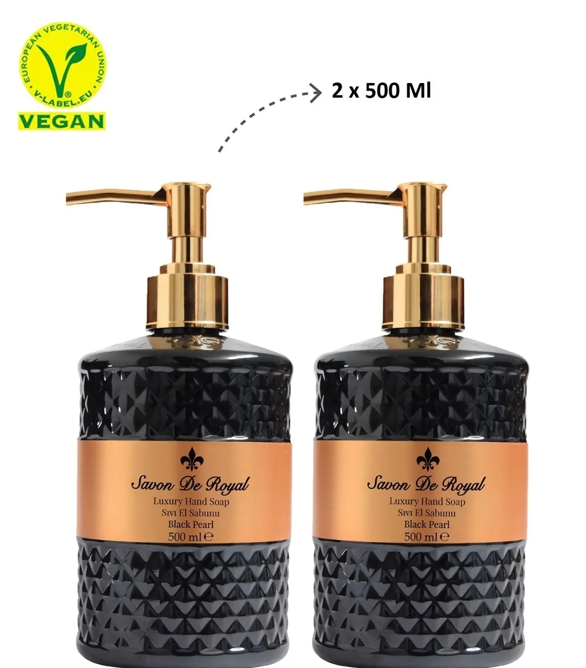 Savon de Royal Black Pearl vegan liquid soap, 2 x 500 ml