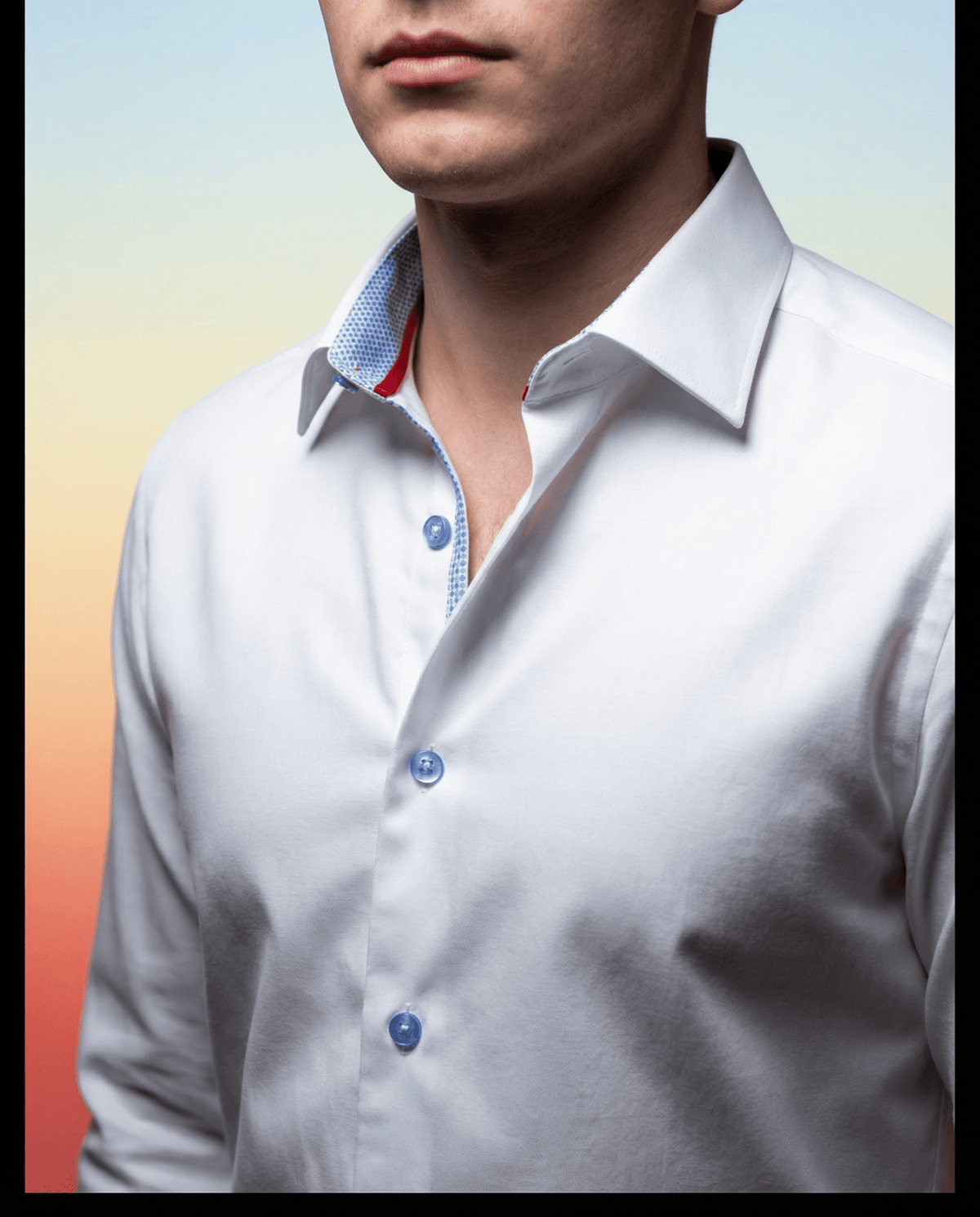 Scott// Cotton Knit-Stretch Button-Up Shirt With Contrast Details // White // Tailored Fit (Fitted)Shirts & TopsTorqelo.com