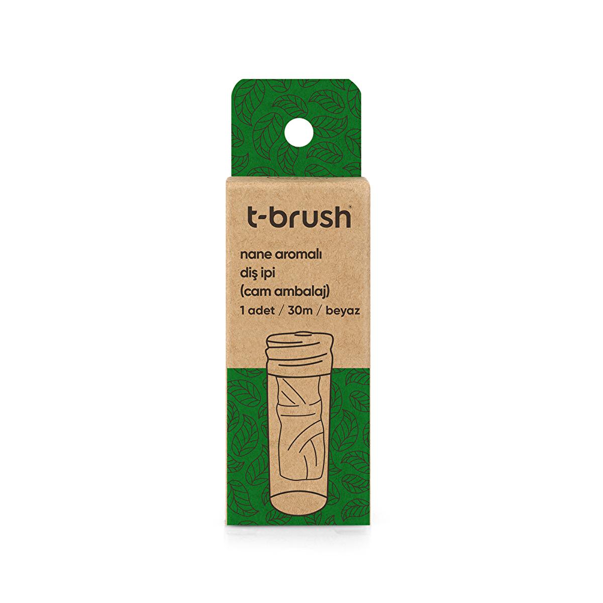 T-Brush Natural Mint Dental Floss: Vegan, Biodegradable, & Plastic-Free in Refillable Glass - Eco-Friendly, Sustainable Oral Care by Beauty Care Bag