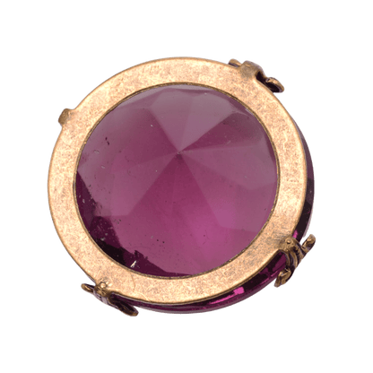 Amethyst Purple Glass Stone Brooch in Ornate Brass Setting - 13x27mm Vintage Style by Continental Bead Suppliers