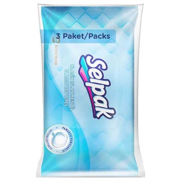 Selpak Classic Wet Wipes for Quick Refreshment 3-Pack by Beauty Care Bag
