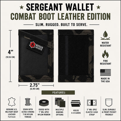 Sergeant Wallet - Combat Boot Leather Edition by Recycled Firefighter