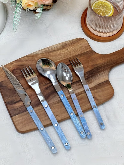 Set Of 10 Pcs Modern Nebula Cutlery, Bistrot Style Rivet Flatware Set by Inspecial Home