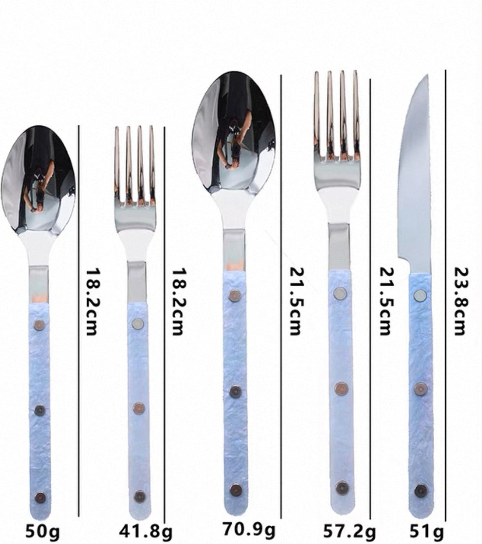 Set Of 10 Pcs Modern Nebula Cutlery, Bistrot Style Rivet Flatware Set by Inspecial Home