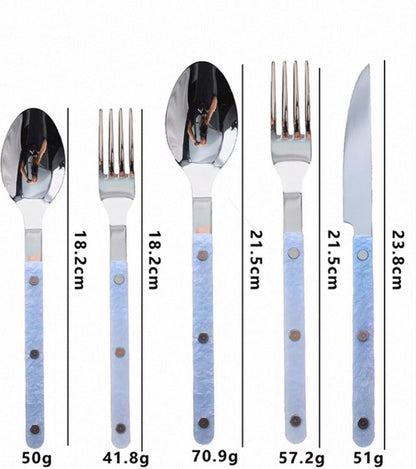 Set Of 10 Pcs Modern Nebula Cutlery, Bistrot Style Rivet Flatware Set by Inspecial Home