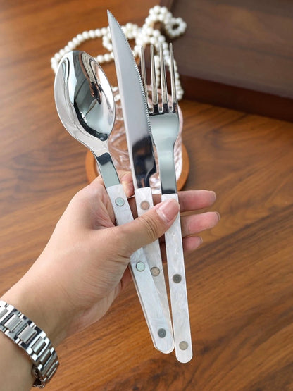 Set Of 10 Pcs Modern Nebula Cutlery, Bistrot Style Rivet Flatware Set by Inspecial Home