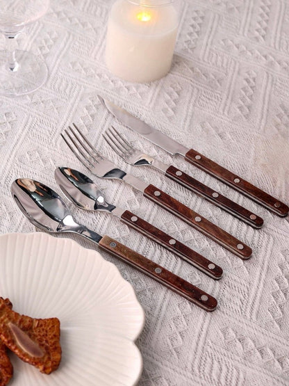 Set Of 10 Pcs Modern Nebula Cutlery, Bistrot Style Rivet Flatware Set by Inspecial Home
