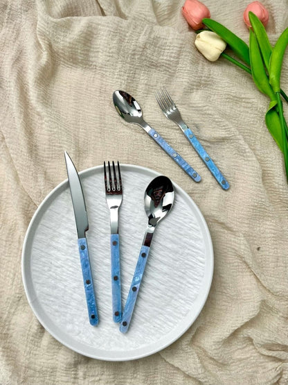 Set Of 10 Pcs Modern Nebula Cutlery, Bistrot Style Rivet Flatware Set by Inspecial Home