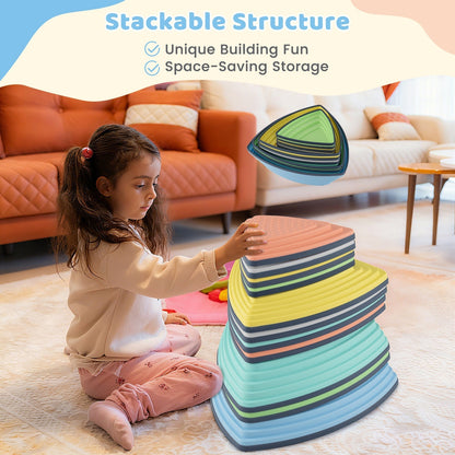 Set of 11 Stepping Stones for Kids Non-Slip Balance Stones with Storage BagTorqelo.com