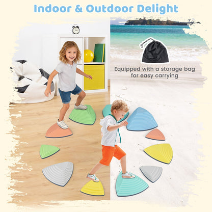 Set of 11 Stepping Stones for Kids Non-Slip Balance Stones with Storage BagTorqelo.com