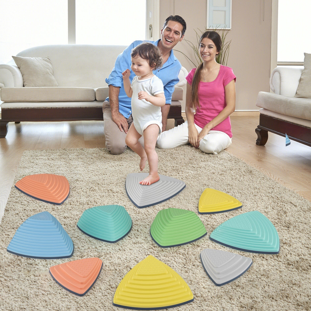 Set of 11 Stepping Stones for Kids Non-Slip Balance Stones with Storage BagTorqelo.com