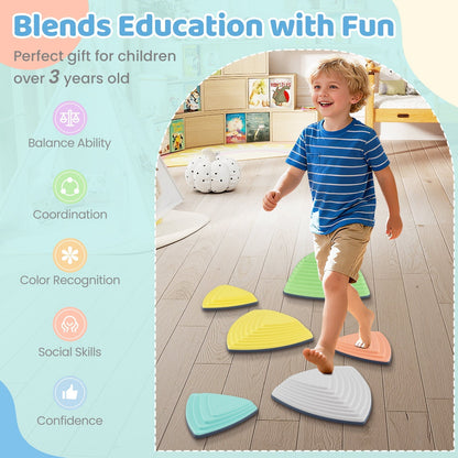 Set of 11 Stepping Stones for Kids Non-Slip Balance Stones with Storage BagTorqelo.com