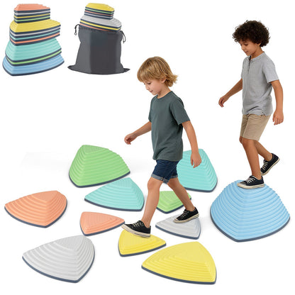 Set of 11 Stepping Stones for Kids Non-Slip Balance Stones with Storage BagTorqelo.com