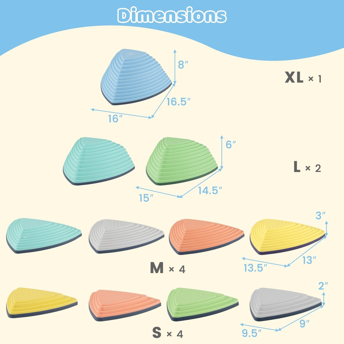 Set of 11 Stepping Stones for Kids Non-Slip Balance Stones with Storage BagTorqelo.com