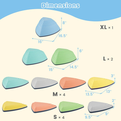 Set of 11 Stepping Stones for Kids Non-Slip Balance Stones with Storage BagTorqelo.com