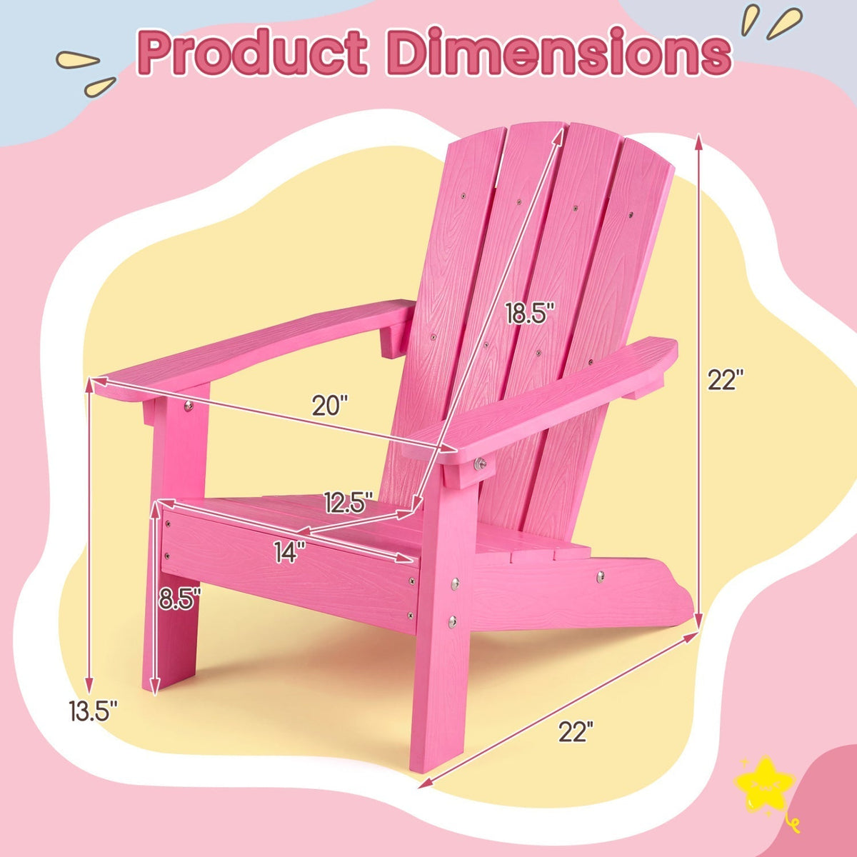 Set of 2 Kid's Adirondack Chair with with High Backrest and ArmrestsTorqelo.com