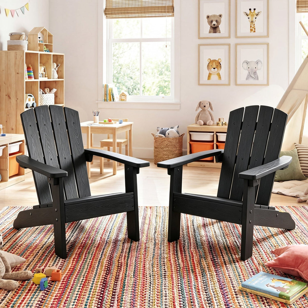Set of 2 Kid's Adirondack Chair with with High Backrest and ArmrestsTorqelo.com