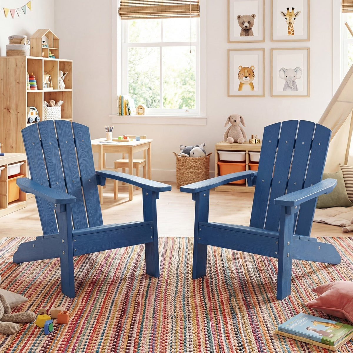 Set of 2 Kid's Adirondack Chair with with High Backrest and ArmrestsTorqelo.com